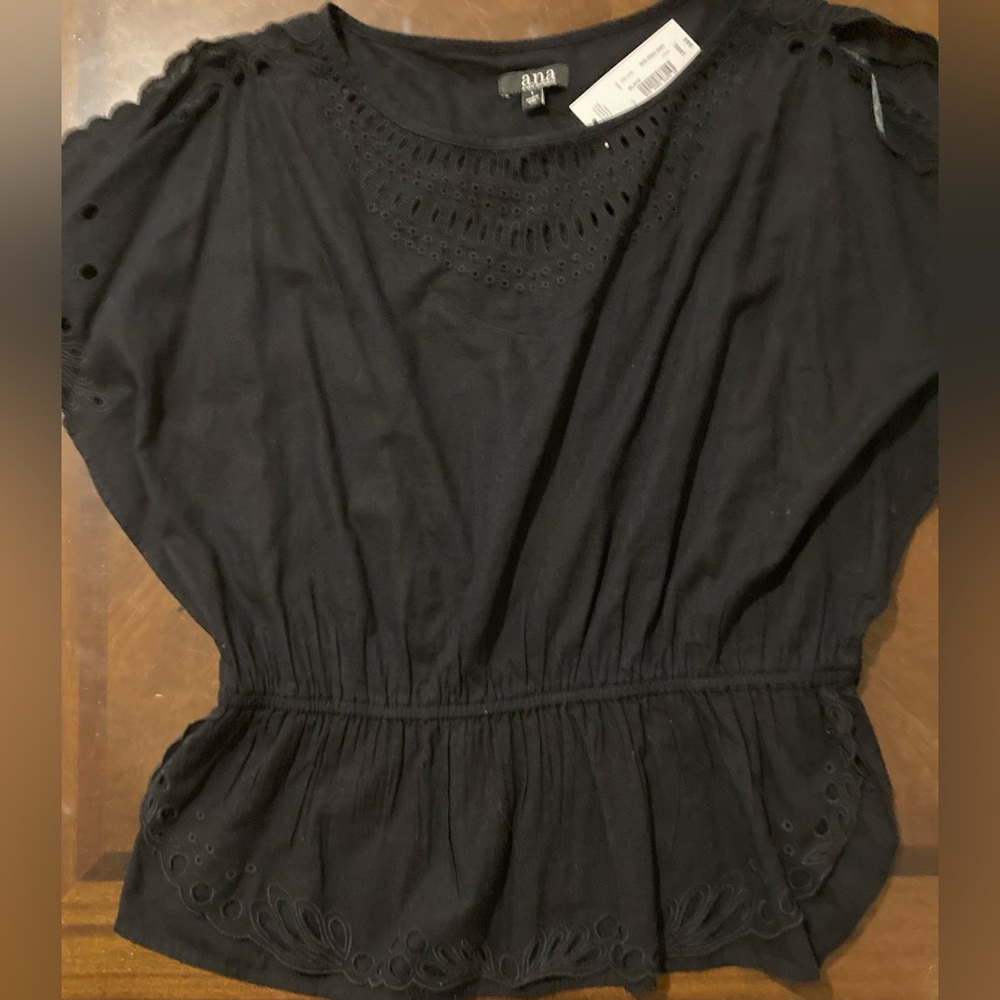 NWT Ladies Size Large Ana Black Blouse